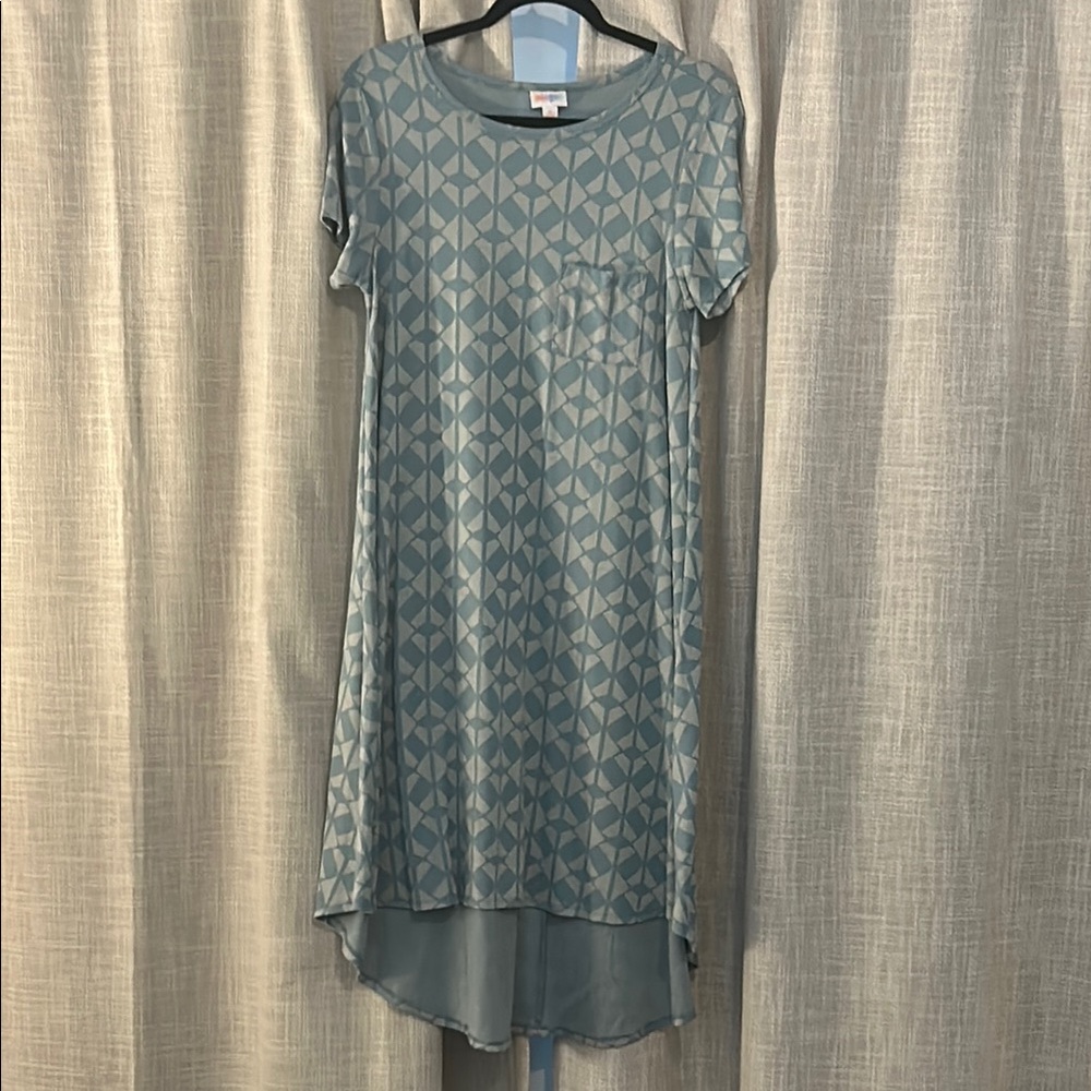 Geometric Patterned Blue Dress